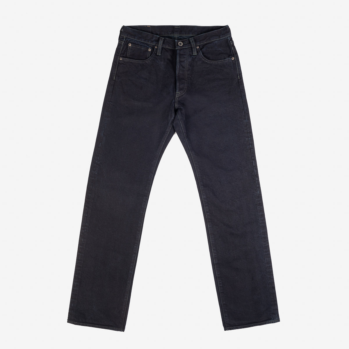 IH-634S-142OD - 14oz Selvedge Denim Straight Cut Jeans - Indigo Overdyed Black
