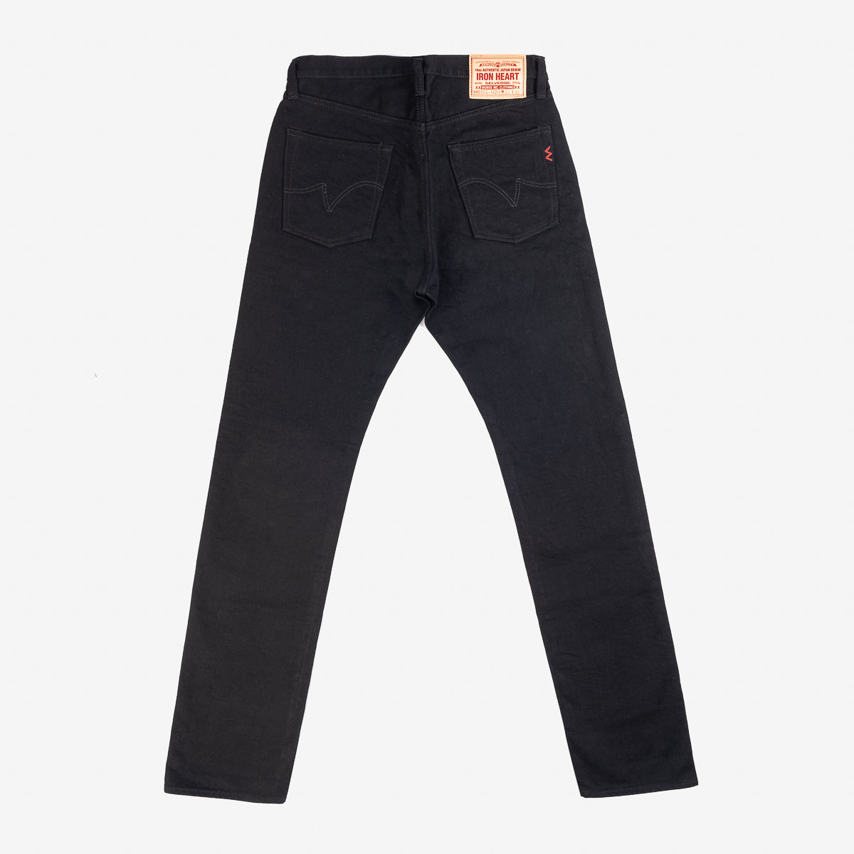IH-888S-142BB - 14oz Selvedge Denim Medium/High Rise Tapered Jeans - Black/Black