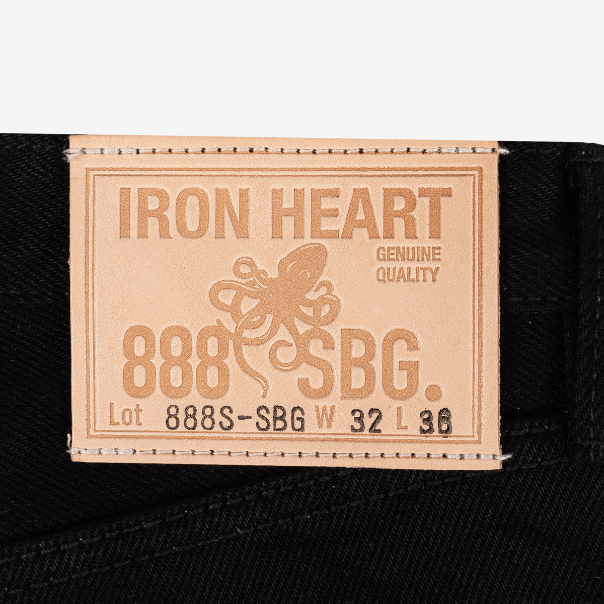 IH-888S-SBG - 21oz Selvedge Denim Medium/High Rise Tapered Jeans - Superblack (Fades To Grey)
