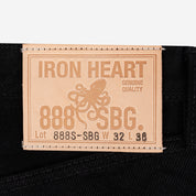 IH-888S-SBG - 21oz Selvedge Denim Medium/High Rise Tapered Jeans - Superblack (Fades To Grey)