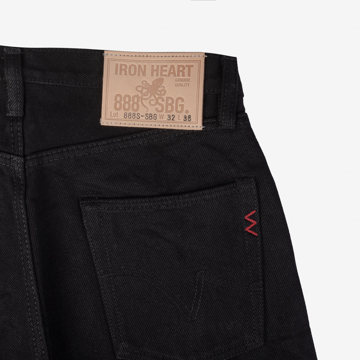 IH-888S-SBG - 21oz Selvedge Denim Medium/High Rise Tapered Jeans - Superblack (Fades To Grey)