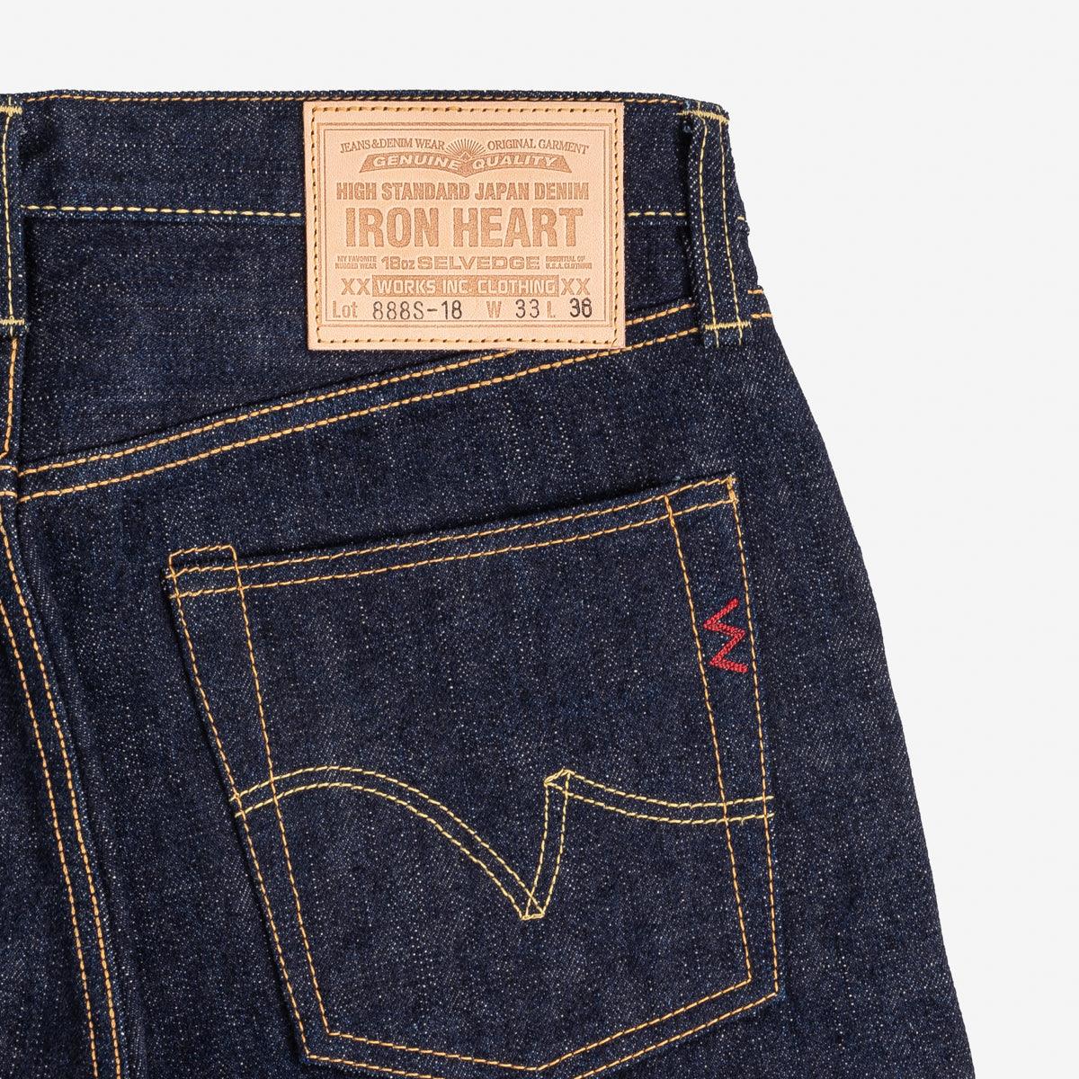 IH-888S-18 - 18oz Vintage Selvedge Denim Medium/High Rise Tapered Cut Jeans - Indigo