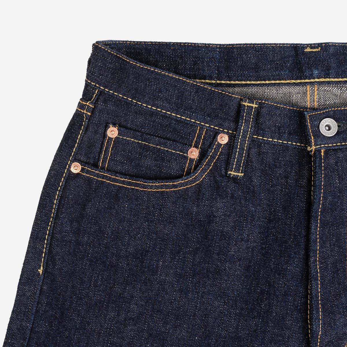 IH-888S-18 - 18oz Vintage Selvedge Denim Medium/High Rise Tapered Cut Jeans - Indigo