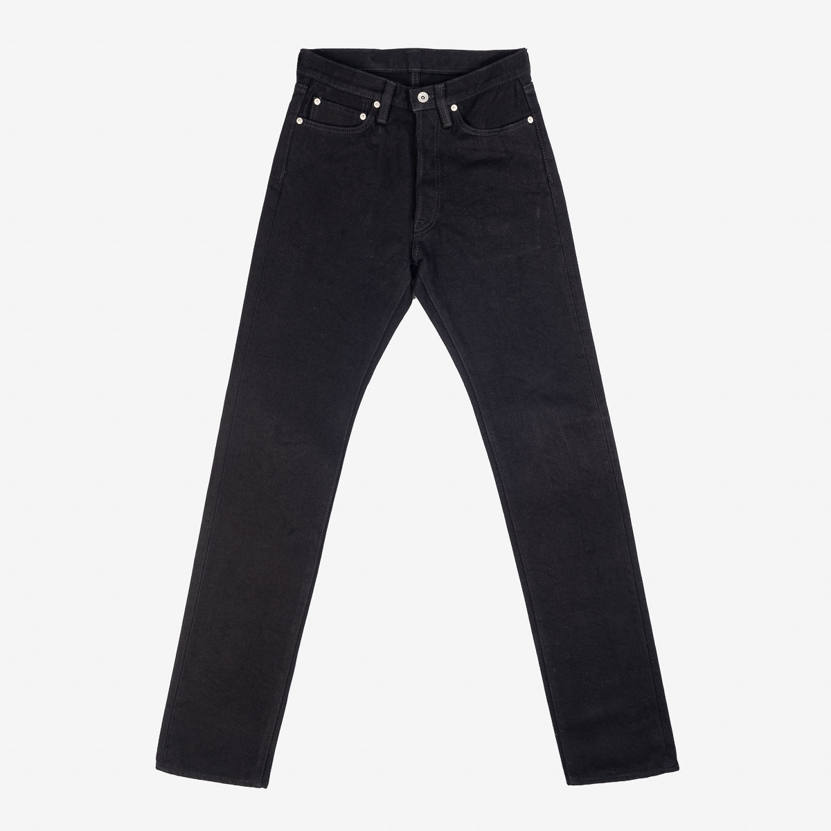 IH-888S-SBG - 21oz Selvedge Denim Medium/High Rise Tapered Jeans - Superblack (Fades To Grey)