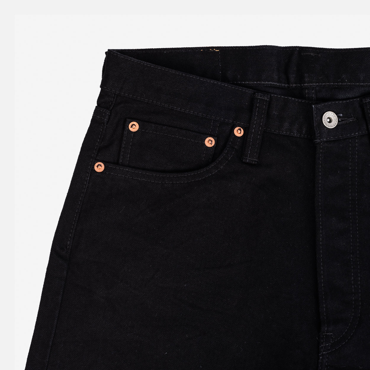 IH-888S-142BB - 14oz Selvedge Denim Medium/High Rise Tapered Jeans - Black/Black
