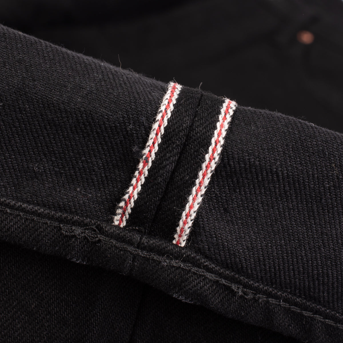 IH-888S-142BB - 14oz Selvedge Denim Medium/High Rise Tapered Jeans - Black/Black