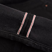 IH-888S-142BB - 14oz Selvedge Denim Medium/High Rise Tapered Jeans - Black/Black