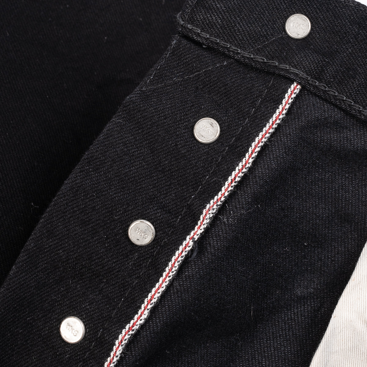 IH-888S-142BB - 14oz Selvedge Denim Medium/High Rise Tapered Jeans - Black/Black