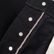 IH-888S-142BB - 14oz Selvedge Denim Medium/High Rise Tapered Jeans - Black/Black