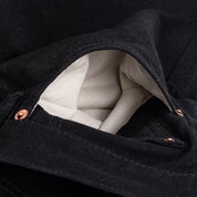 IH-888S-142BB - 14oz Selvedge Denim Medium/High Rise Tapered Jeans - Black/Black
