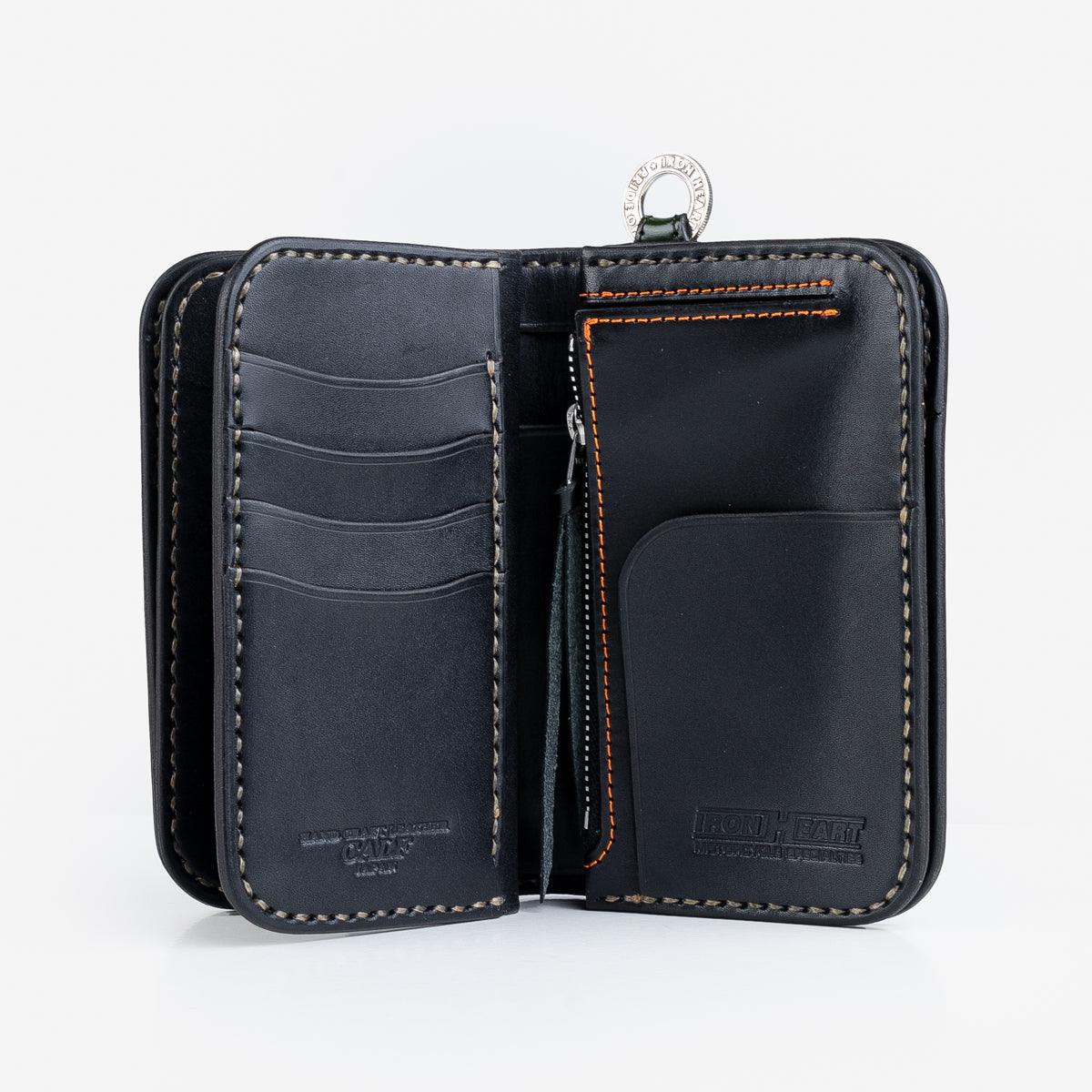 Image showing the IHG-02-GRN - Medium Shell Cordovan Wallet - Green which is a WALLETS AND CHAINS described by the following info Accessories, Iron Heart, Released, WALLETS AND CHAINS and sold on the IRON HEART GERMANY online store