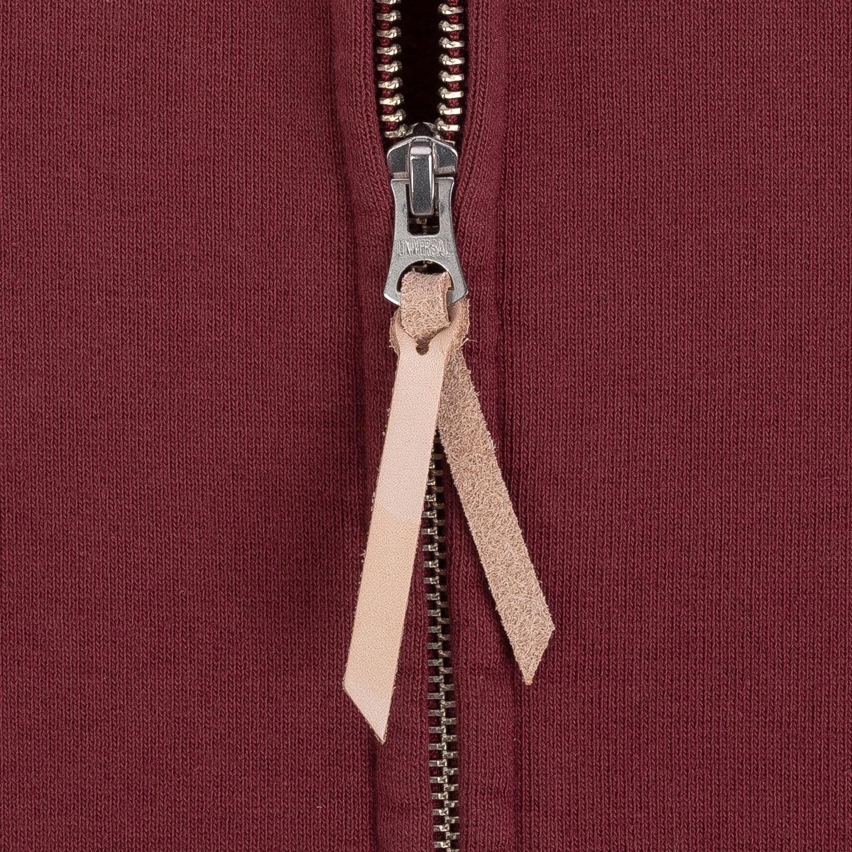 IHSW-10-BUR - 14oz Ultra Heavyweight Loopwheel Cotton Zip Up Hoodie - Burgundy