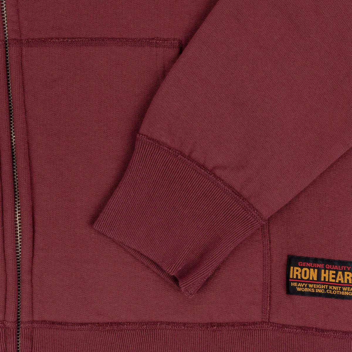 IHSW-10-BUR - 14oz Ultra Heavyweight Loopwheel Cotton Zip Up Hoodie - Burgundy