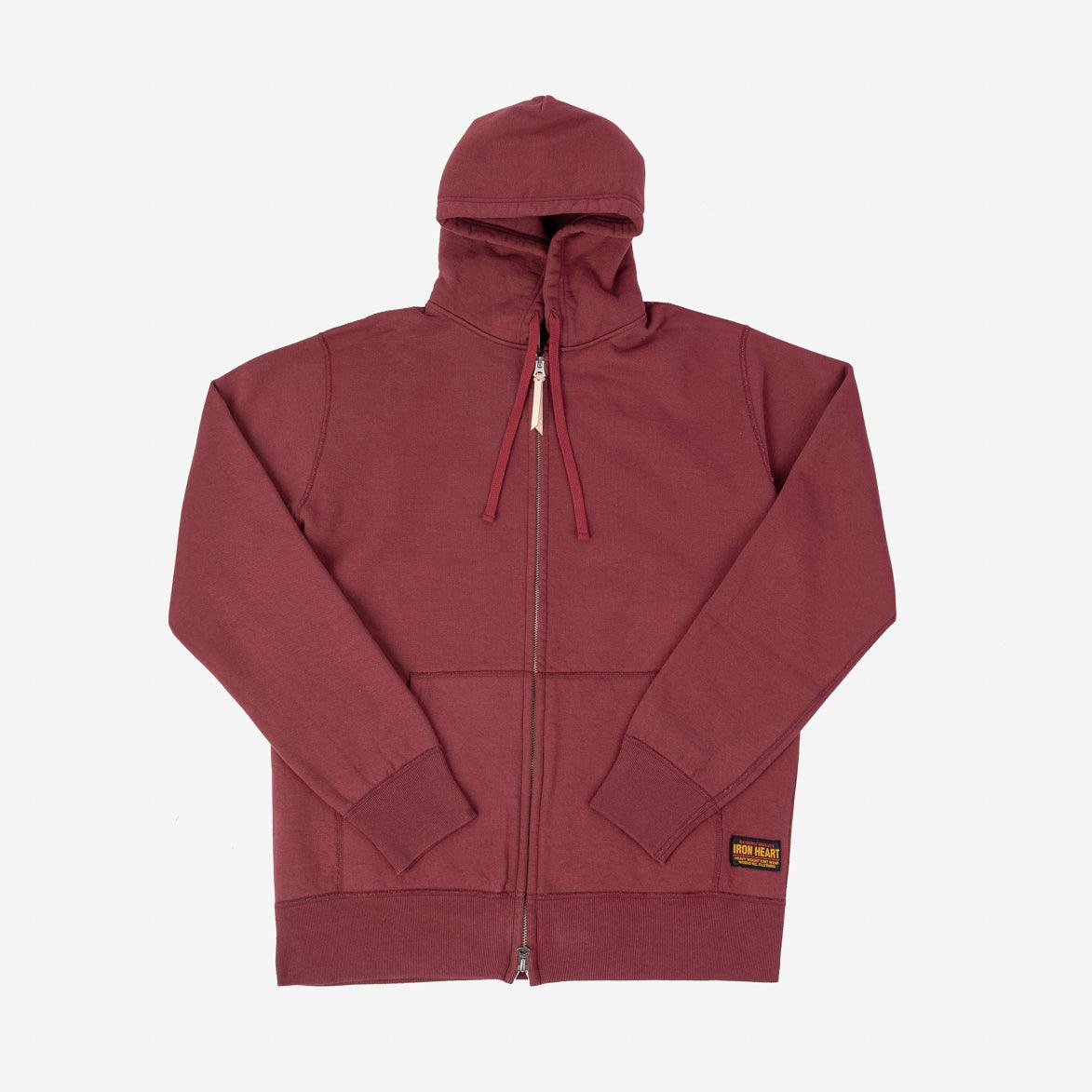 IHSW-10-BUR - 14oz Ultra Heavyweight Loopwheel Cotton Zip Up Hoodie - Burgundy