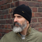 IHG-080-BLK - Wool Ribbed Beanie - Black