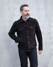 IHJ-155-BLK - Horsehide Suede Modified Type III Jacket - Black