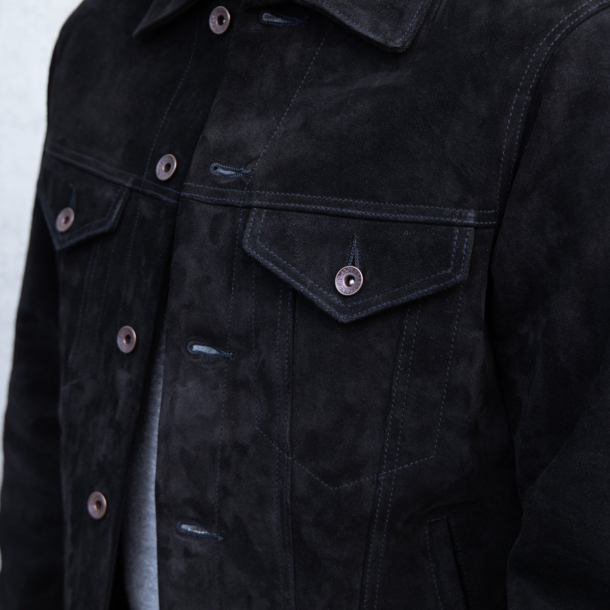IHJ-155-BLK - Horsehide Suede Modified Type III Jacket - Black