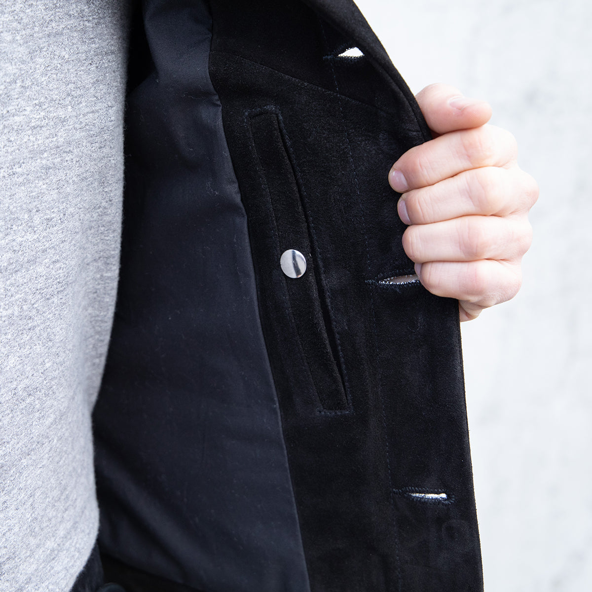 IHJ-155-BLK - Horsehide Suede Modified Type III Jacket - Black