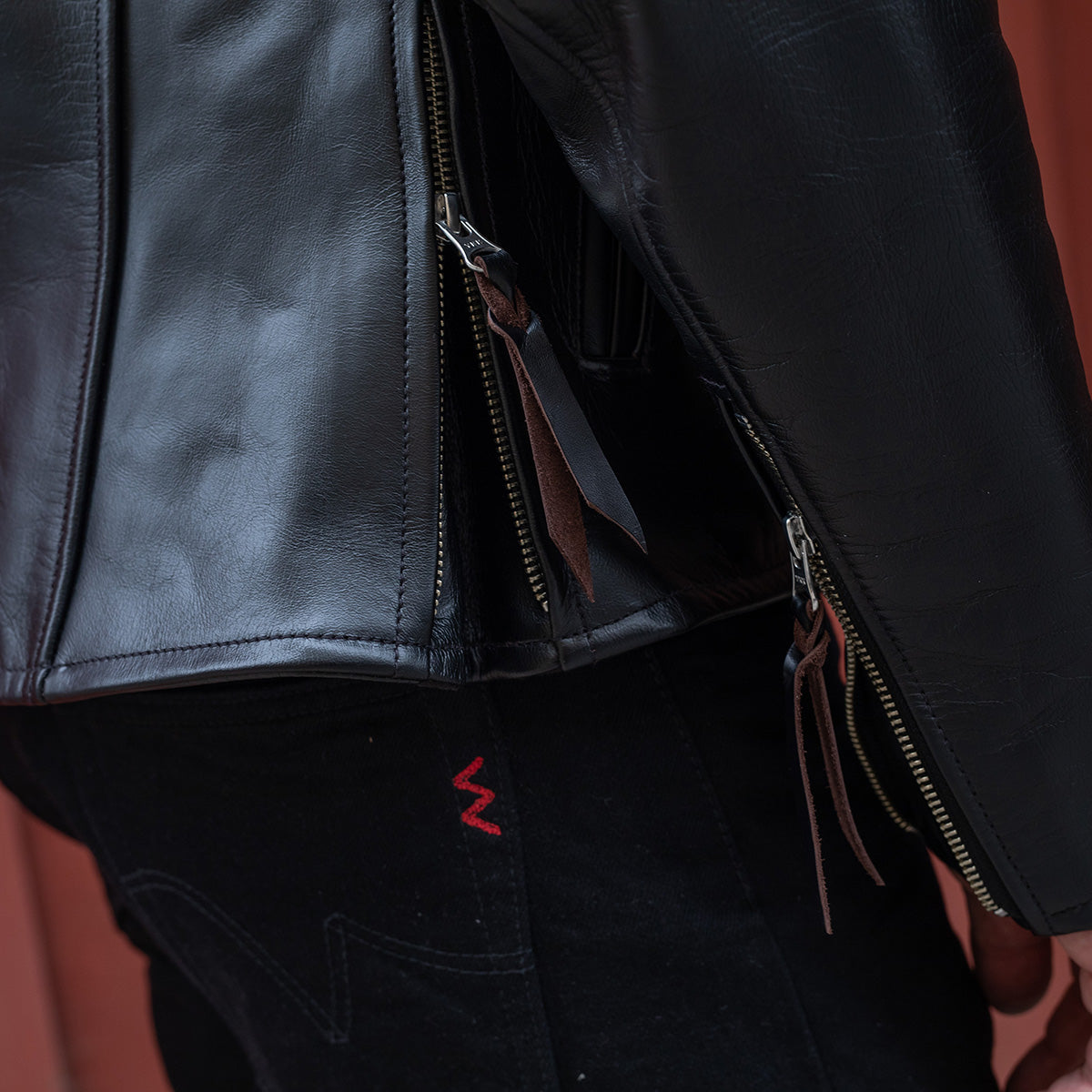 IHJ-54-BLK - Japanese Horsehide Rider’s Jacket with collar - Black (Tea-Core Dyed)