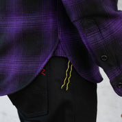IHSH-265-PUR - Ultra Heavy Flannel Ombré Check Work Shirt - Purple/Black