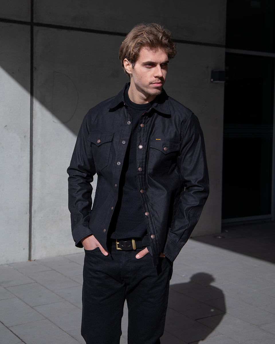 IHSH-425-BLK - 8oz Military Whipcord CPO Shirt - Black