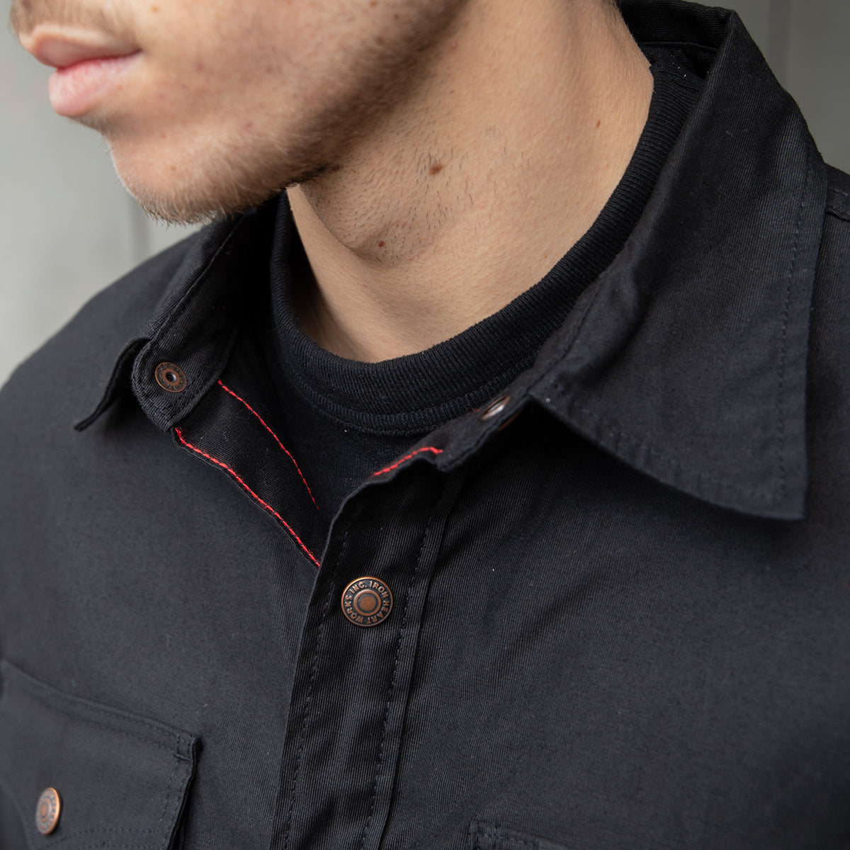 IHSH-425-BLK - 8oz Military Whipcord CPO Shirt - Black