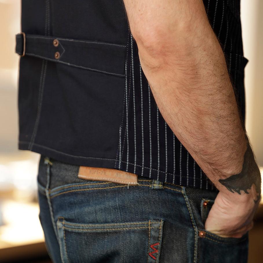 Image showing the IHV-02-IND - 12oz Wabash/Duck Work Vest- Indigo/Navy which is a Vests described by the following info Iron Heart, Released, Tops, Vests and sold on the IRON HEART GERMANY online store