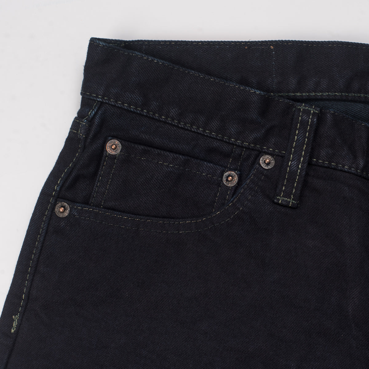IH-634S-142OD - 14oz Selvedge Denim Straight Cut Jeans - Indigo Overdyed Black