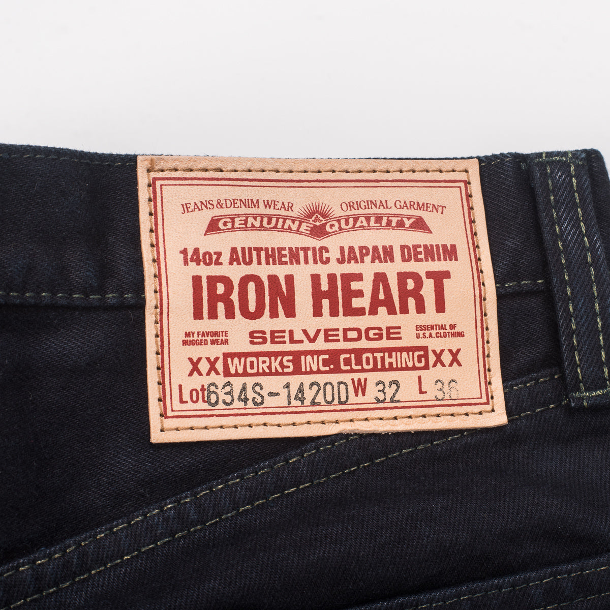 IH-634S-142OD - 14oz Selvedge Denim Straight Cut Jeans - Indigo Overdyed Black
