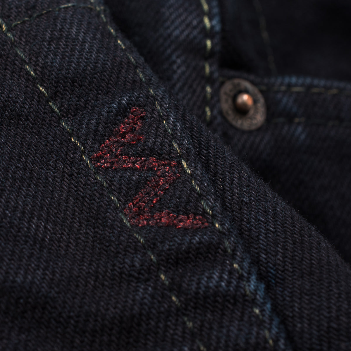 IH-634S-142OD - 14oz Selvedge Denim Straight Cut Jeans - Indigo Overdyed Black