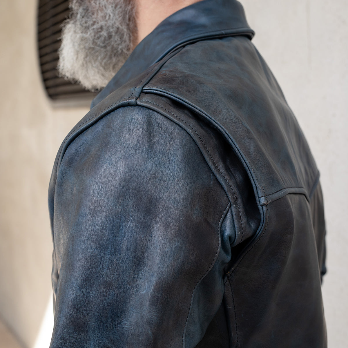 SB-TG-IND-HO - Simmons Bilt "Tailgunner" Indigo Horsehide Jacket