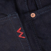 Image showing the IH-555S-142ib - 14oz Selvedge Denim Super Slim Cut Jeans Indigo/Black which is a Jeans described by the following info 555, Bottoms, Iron Heart, Jeans, Released, Slim and sold on the IRON HEART GERMANY online store