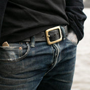 Image showing the IHB-11-BLK - Heavy Duty "Tochigi" Leather Belt Black which is a Belts described by the following info Accessories, Belts, Iron Heart, Released and sold on the IRON HEART GERMANY online store