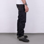 Image showing the IH-666S-19L - 19oz Left Hand Twill Selvedge Denim Slim Straight Cut Jeans Indigo which is a Jeans described by the following info 666, Bottoms, IHSALE_M23, Iron Heart, Jeans, Released, Straight and sold on the IRON HEART GERMANY online store