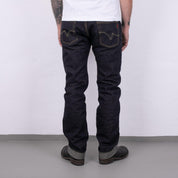 Image showing the IH-666S-19L - 19oz Left Hand Twill Selvedge Denim Slim Straight Cut Jeans Indigo which is a Jeans described by the following info 666, Bottoms, IHSALE_M23, Iron Heart, Jeans, Released, Straight and sold on the IRON HEART GERMANY online store