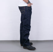 Image showing the IH-634S-UHR - 21/23oz Raw Selvedge Denim Straight Cut Jeans Indigo which is a Jeans described by the following info 634, Bottoms, Iron Heart, Jeans, Released, Straight and sold on the IRON HEART GERMANY online store