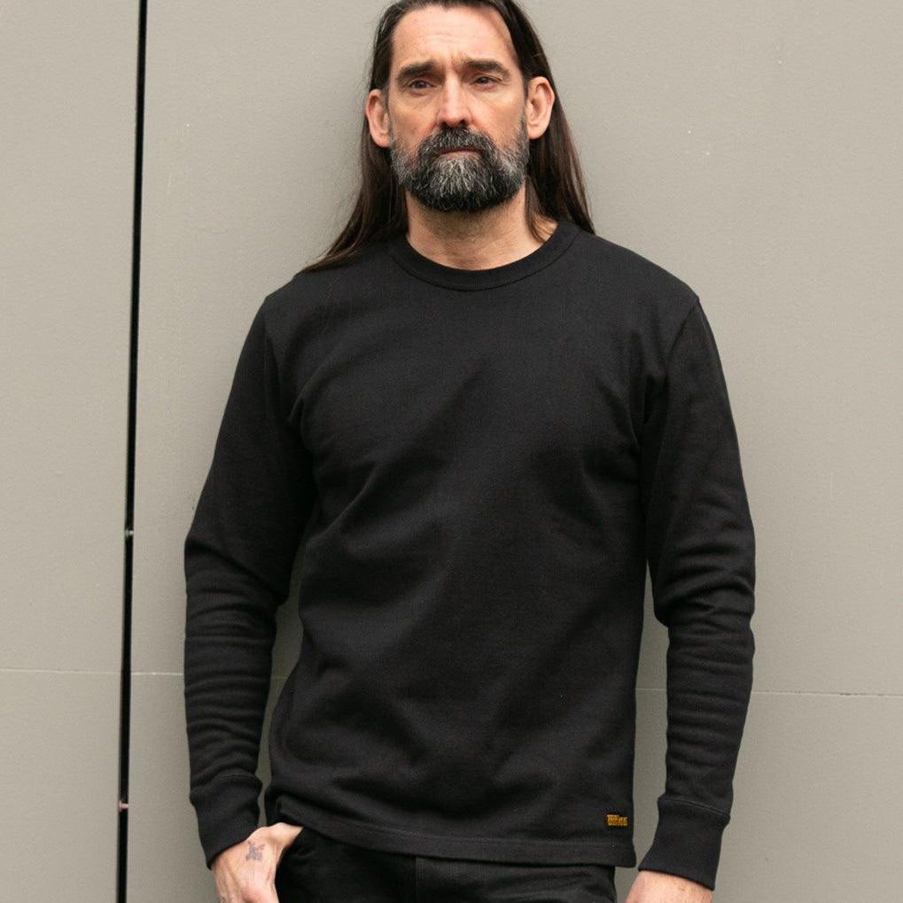 Image showing the IHTL-1501-BLK - 11oz Crew Neck Sweater Black which is a Sweatshirts described by the following info Iron Heart, Released, Sweatshirts, Tops and sold on the IRON HEART GERMANY online store