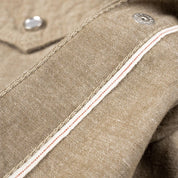 Image showing the IHSH-315-KHA - Selvedge Chambray Western Shirt Khaki which is a Shirts described by the following info IHSALE_M23, Iron Heart, Released, Shirts, Tops and sold on the IRON HEART GERMANY online store