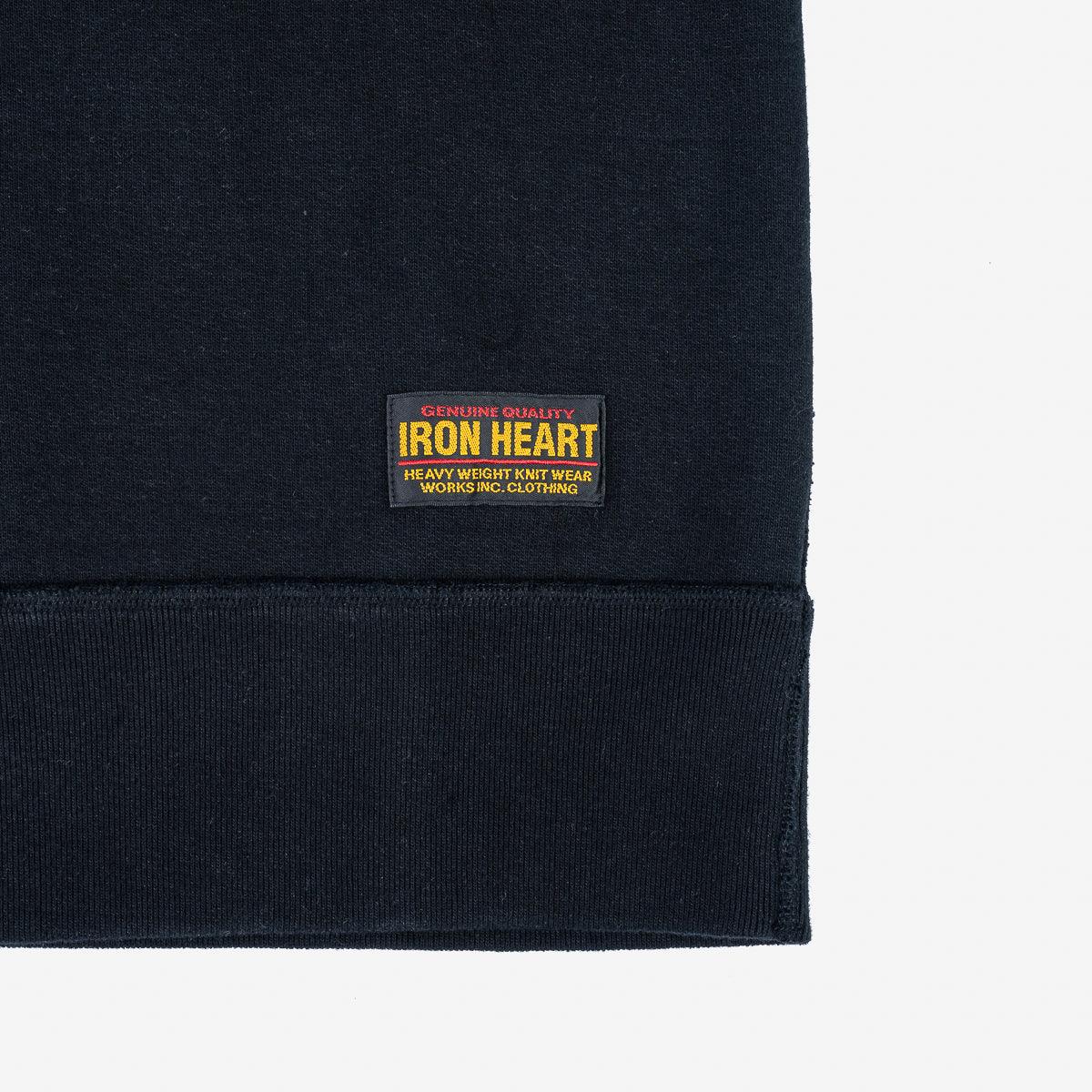Image showing the IHSW-69L-BLK - 14oz Ultra Heavyweight Loopwheel Cotton Crew Neck Sweat - Black which is a Sweatshirts described by the following info IHSALE_M23, Iron Heart, Released, Sweatshirts, Tops and sold on the IRON HEART GERMANY online store