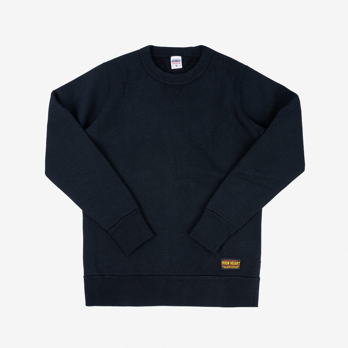 Image showing the IHSW-69L-BLK - 14oz Ultra Heavyweight Loopwheel Cotton Crew Neck Sweat - Black which is a Sweatshirts described by the following info IHSALE_M23, Iron Heart, Released, Sweatshirts, Tops and sold on the IRON HEART GERMANY online store