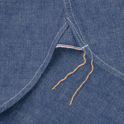 Image showing the IHSH-13-BLU - 10oz Selvedge Chambray Single Yoke Western Shirt - Blue which is a Shirts described by the following info Back In, Iron Heart, Released, Shirts, Tops and sold on the IRON HEART GERMANY online store