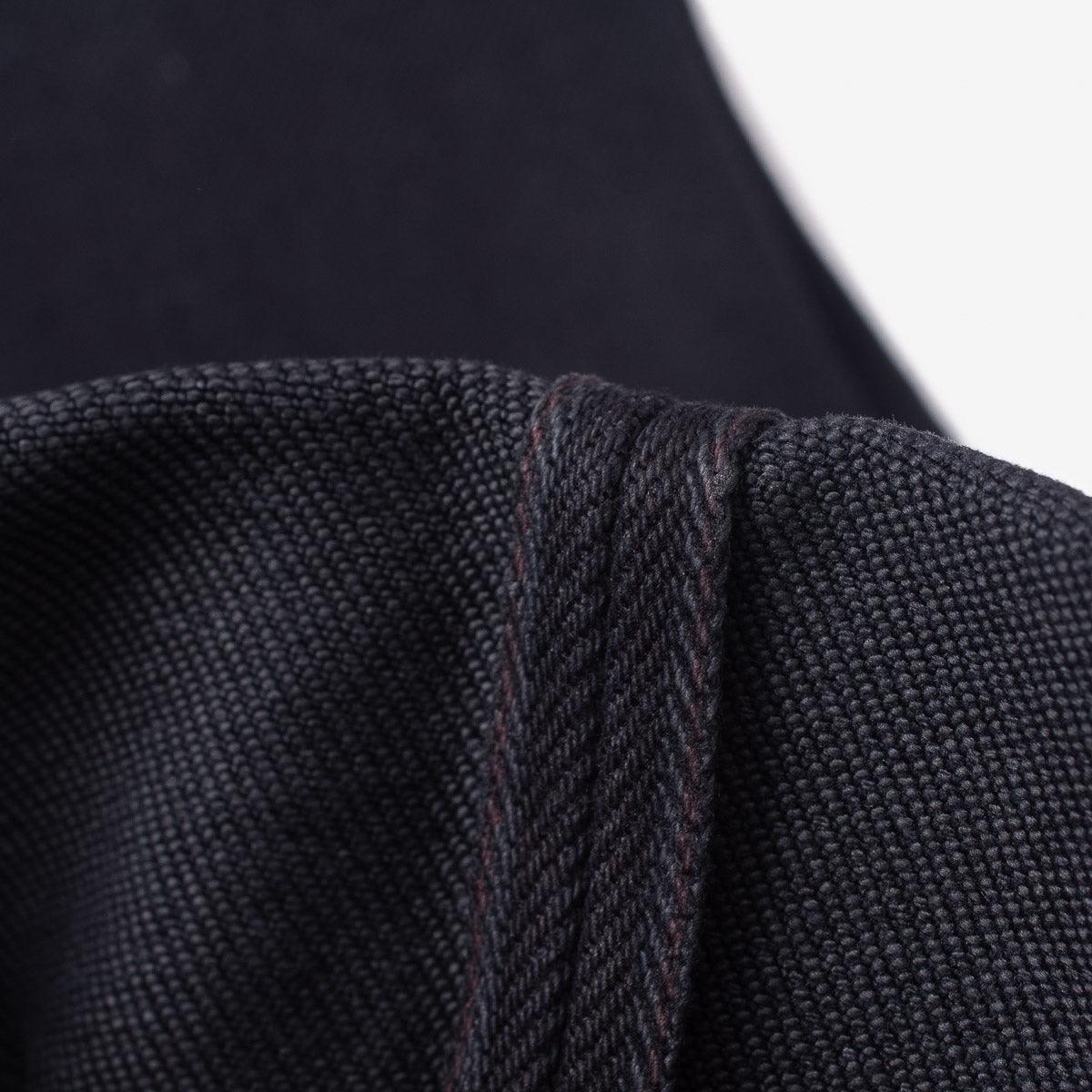 Image showing the IH-634S-B - 21oz Selvedge Denim Straight Cut Jeans - Indigo Overdyed Black which is a Jeans described by the following info 634, Bottoms, IHSALE, IHSALE_M23, Iron Heart, Jeans, Released, Straight and sold on the IRON HEART GERMANY online store
