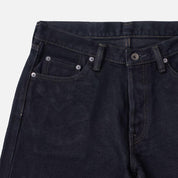 Image showing the IH-634S-B - 21oz Selvedge Denim Straight Cut Jeans - Indigo Overdyed Black which is a Jeans described by the following info 634, Bottoms, IHSALE, IHSALE_M23, Iron Heart, Jeans, Released, Straight and sold on the IRON HEART GERMANY online store
