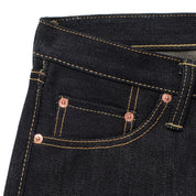 Image showing the IH-666-XHS - 25oz Slim Straight Cut Jeans Indigo which is a Jeans described by the following info 666, Bottoms, Iron Heart, Jeans, Released, Straight and sold on the IRON HEART GERMANY online store