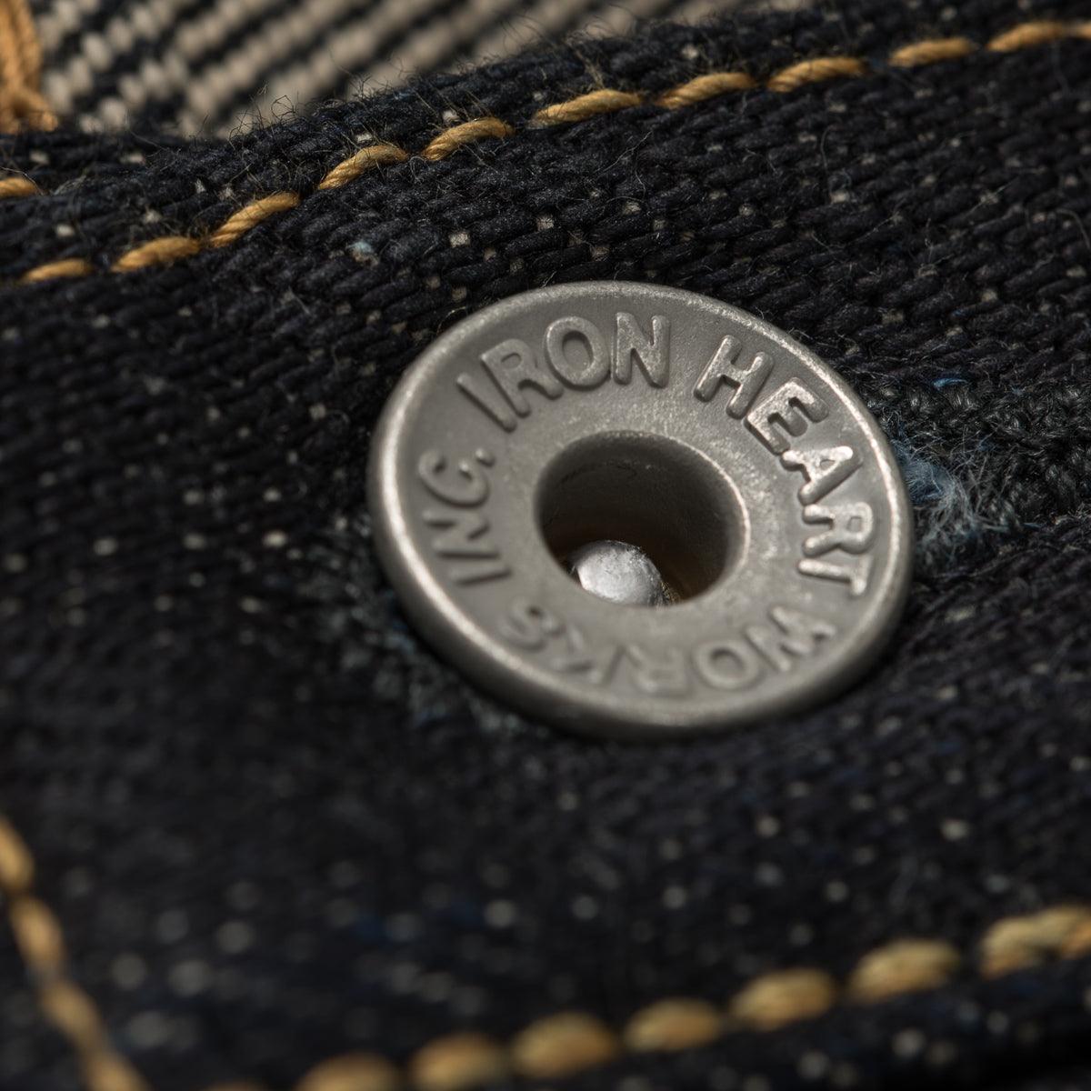 Image showing the IH-666-XHS - 25oz Slim Straight Cut Jeans Indigo which is a Jeans described by the following info 666, Bottoms, Iron Heart, Jeans, Released, Straight and sold on the IRON HEART GERMANY online store