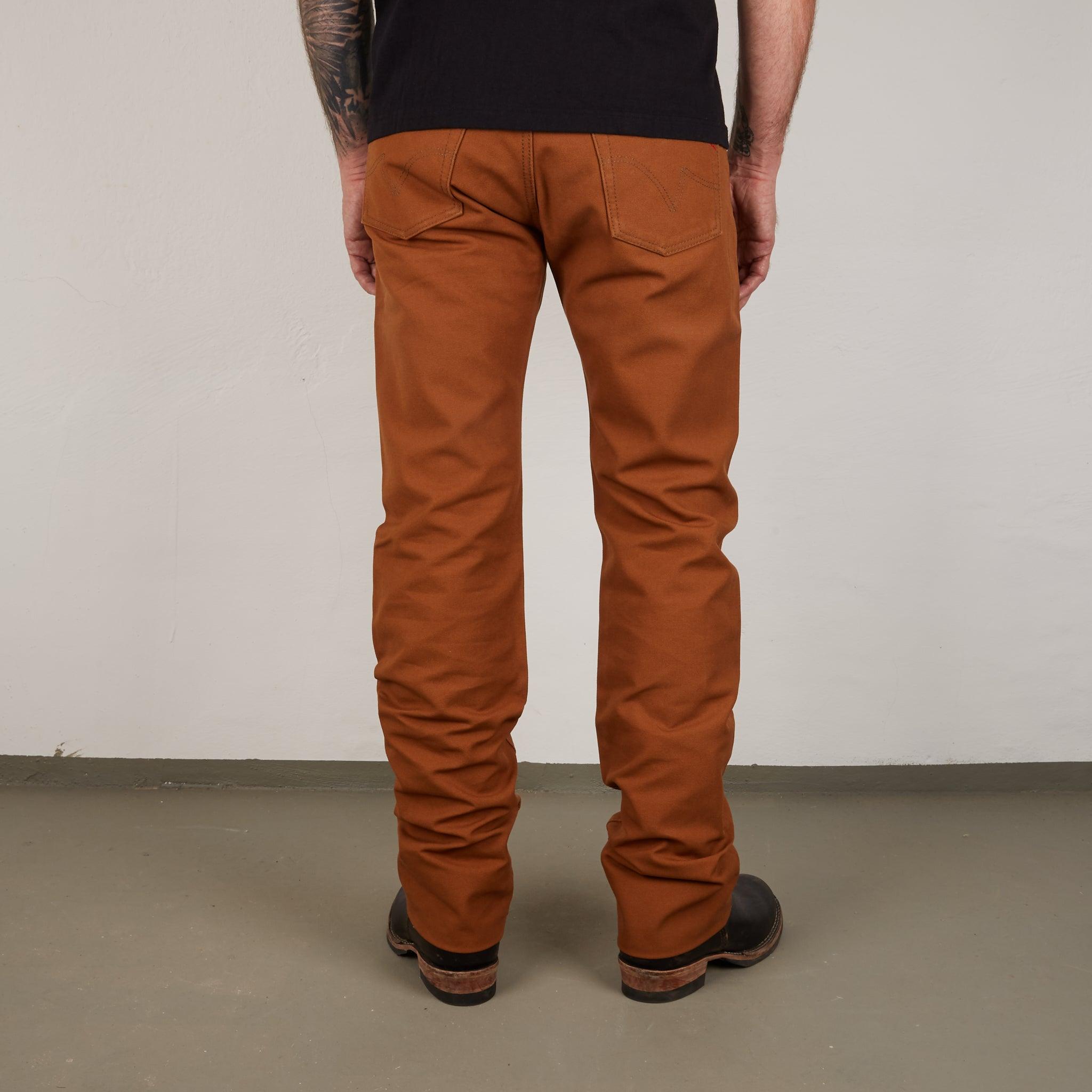 Image showing the IH-666D - 17oz Duck Slim Straight Jeans Brown which is a Trousers described by the following info 666, Bottoms, Iron Heart, Released, Slim, Straight, Trousers and sold on the IRON HEART GERMANY online store