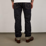 Image showing the IH-666S-142 - 14oz Selvedge Denim Slim Straight Cut Jeans - Indigo which is a Jeans described by the following info 666, Bottoms, Iron Heart, Jeans, Released, Slim, Straight and sold on the IRON HEART GERMANY online store