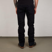 Image showing the IH-666S-142od - 14oz Selvedge Denim Slim Straight Cut Jeans Indigo Overdyed Black which is a Jeans described by the following info 666, Bottoms, Iron Heart, Jeans, Released, Slim, Straight and sold on the IRON HEART GERMANY online store