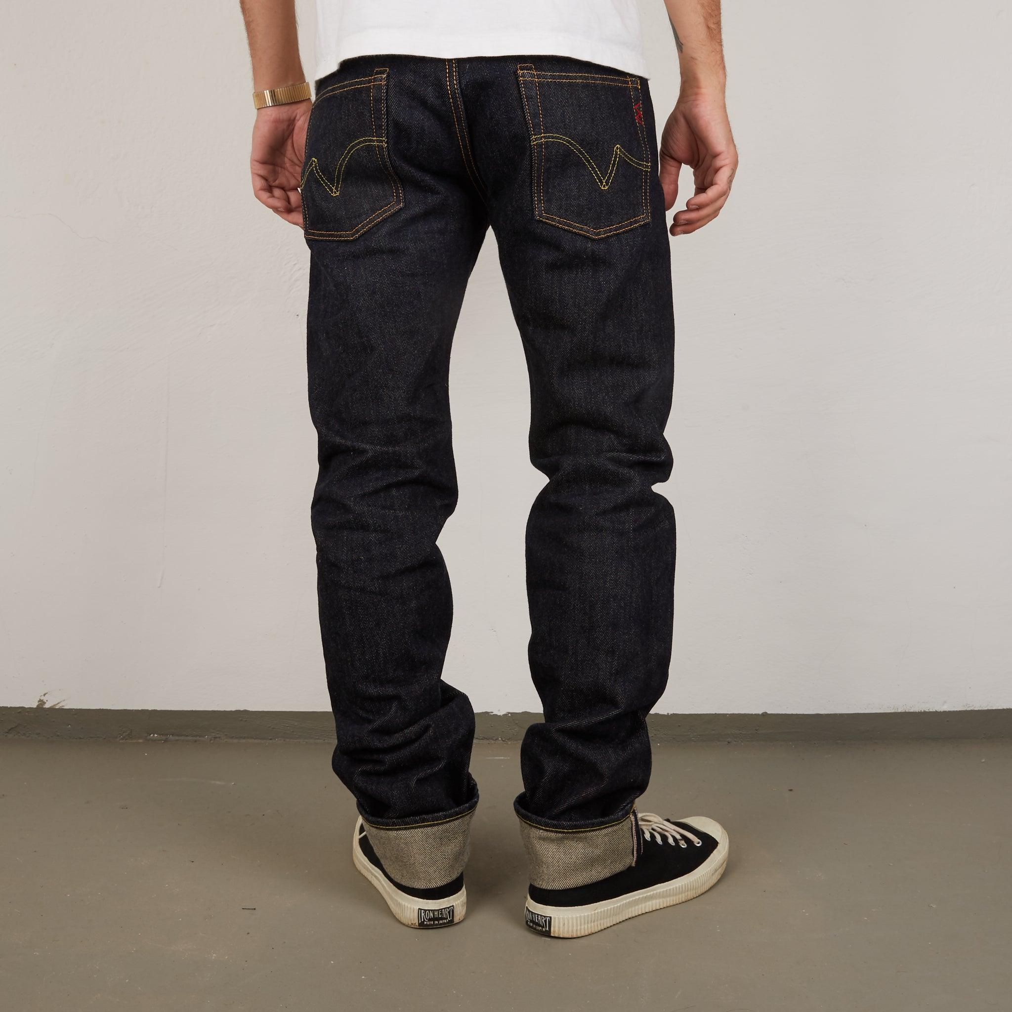 Image showing the IH-777S-21 - 21oz Selvedge Denim Slim Tapered Jeans - Indigo which is a Jeans described by the following info 777, Back In, Bottoms, Iron Heart, Jeans, Released, Tappered and sold on the IRON HEART GERMANY online store