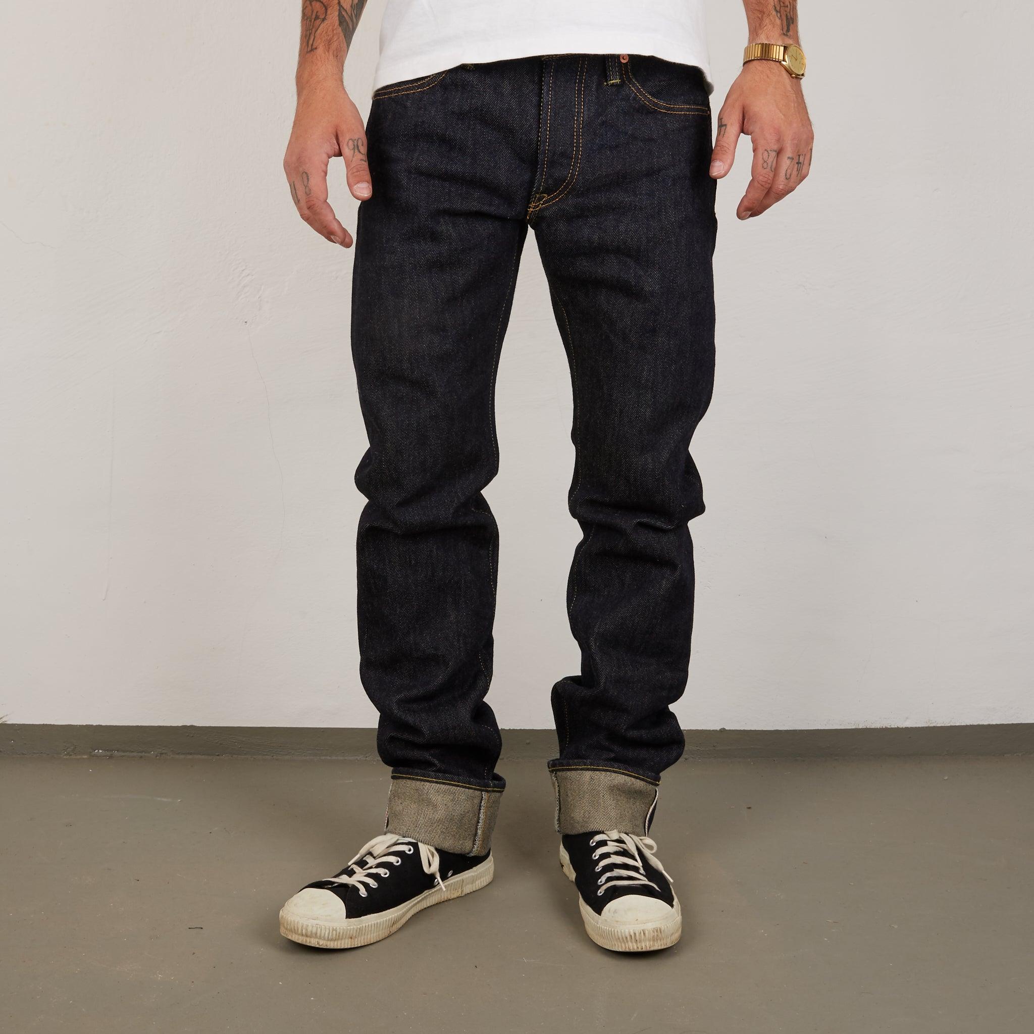 Image showing the IH-777S-21 - 21oz Selvedge Denim Slim Tapered Jeans - Indigo which is a Jeans described by the following info 777, Back In, Bottoms, Iron Heart, Jeans, Released, Tappered and sold on the IRON HEART GERMANY online store